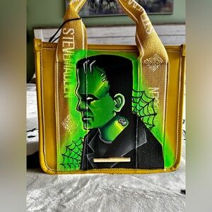 NWT Artzie Junkie Frankenstein Handpainted on Steve Madden Tote